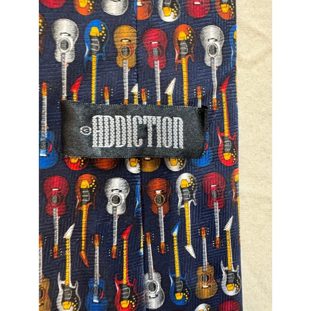 Addiction Mens Guitar Print Tie‎ 59 Inch